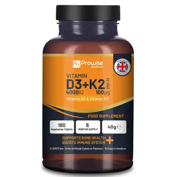 Vitamin D3 4000IU & K2 MK7 100g Vegetarian Tablets I 180 ( 6 Months Supply)