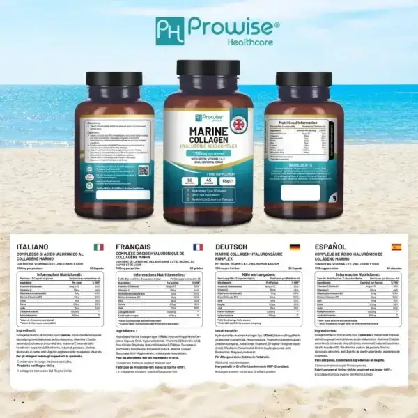 Alternative view of Marine Collagen with Hyaluronic Acid 1100mg - 90 Capsules Boosted with Hyaluronic Acid, Vitamins C, E, B2, Biotin, Copper, Zinc and Iodine | for Women and Men