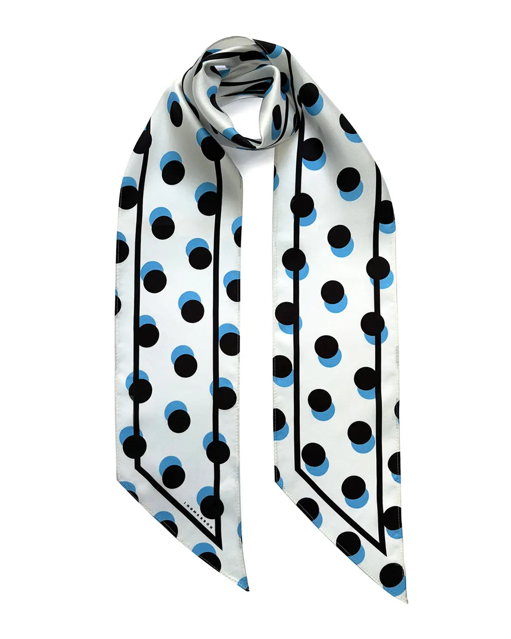 Polka Dot Silk Neck Scarf White