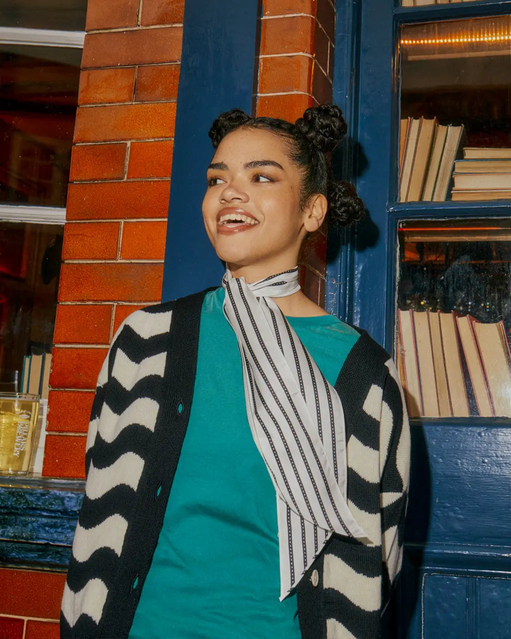 Alternative view of Star Striped Silk Neck Scarf White