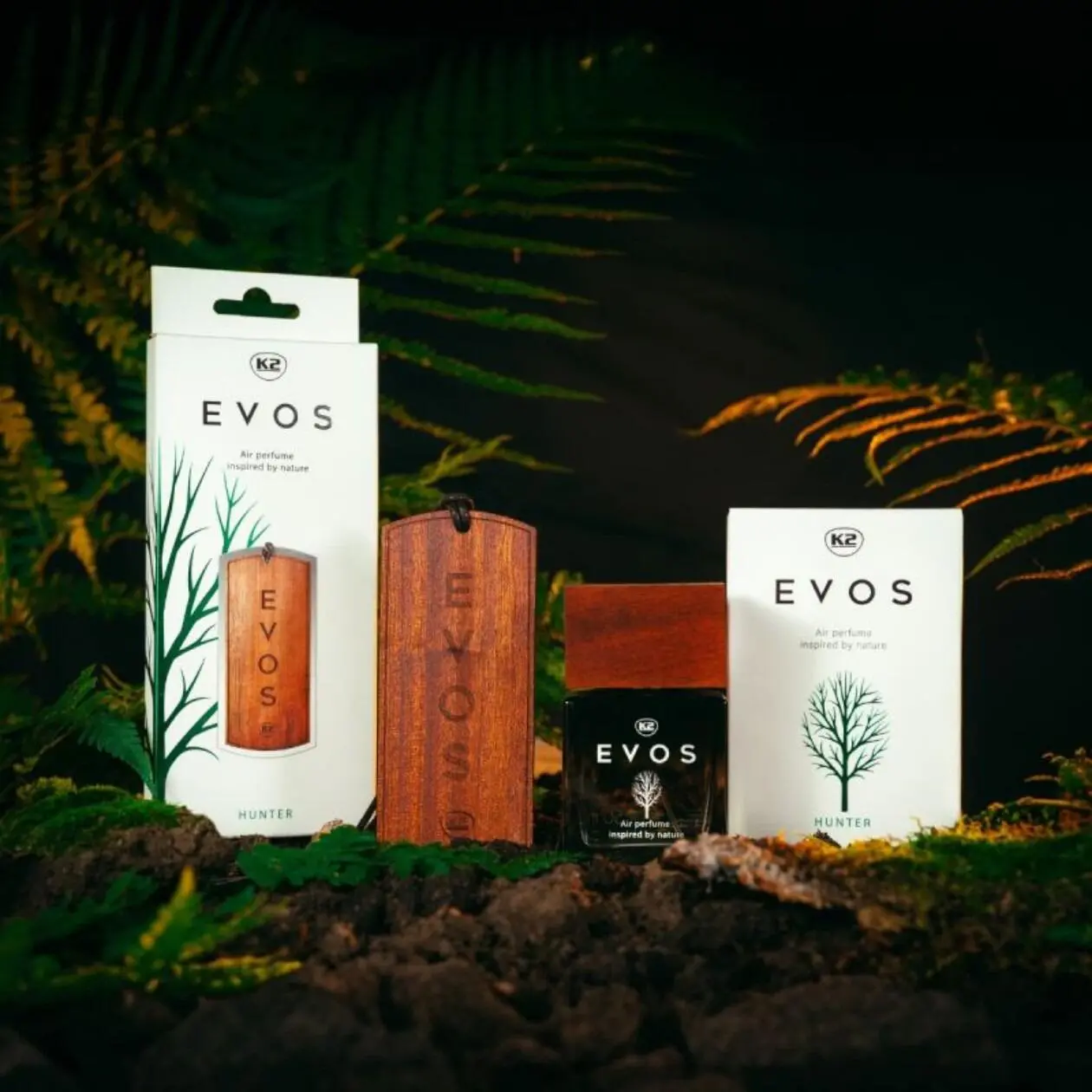 Alternative view of K2 EVOS HUNTER Car Fragrance Duo - Earthy Bergamot & Moss Wooden Hanger & Perfume Set