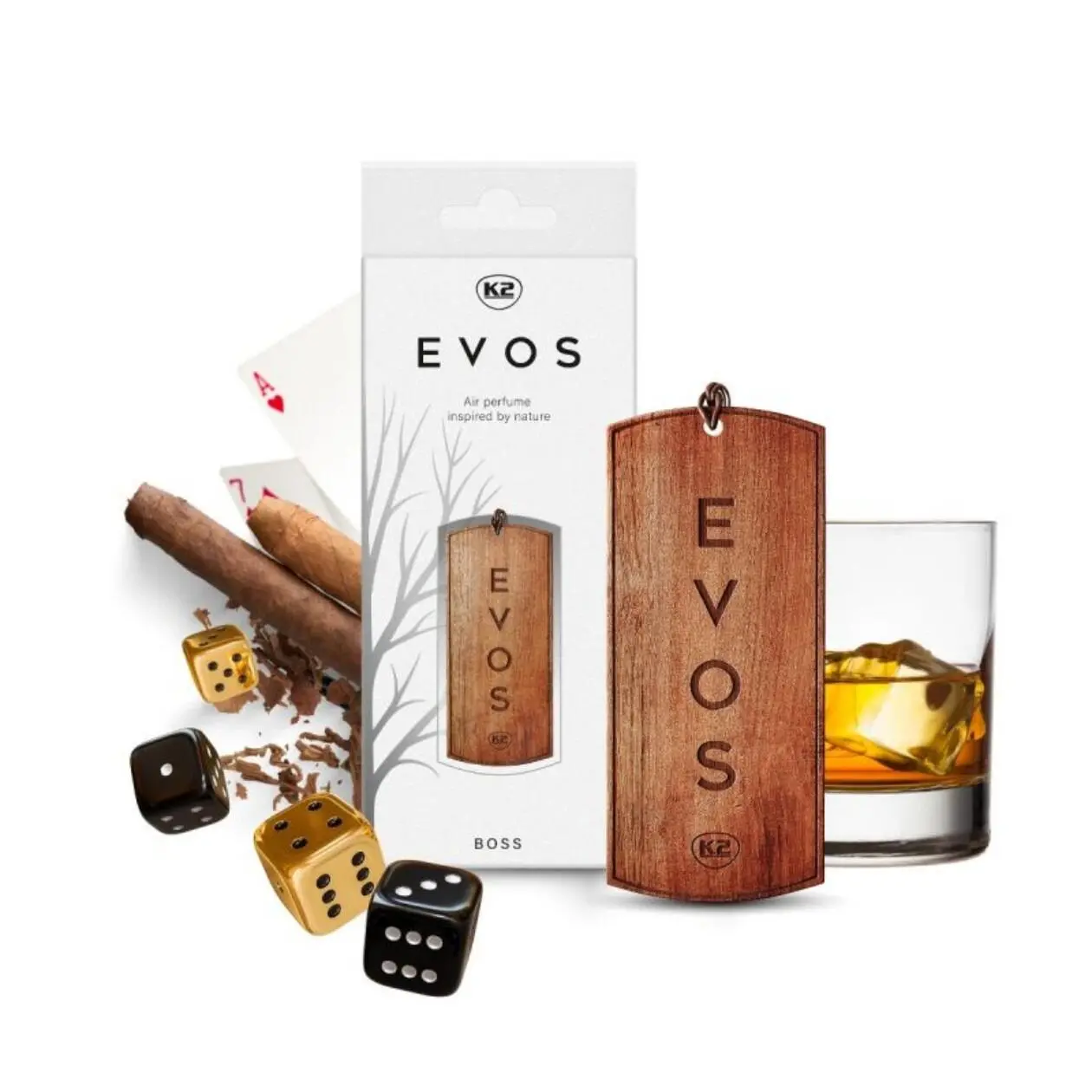 Alternative view of K2 EVOS BOSS Wooden Hanger Car Air Freshener - Elegant Rose, Argan & Patchouli