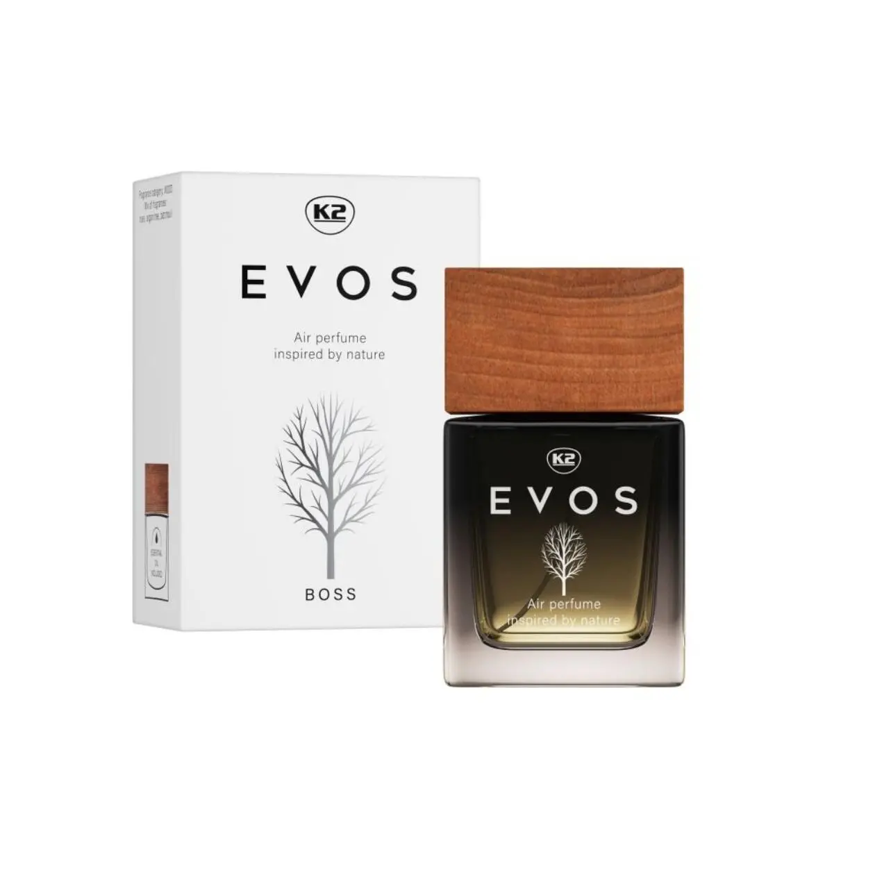 K2 EVOS BOSS Car Perfume 50ml - Elegant Wooden Fragrance