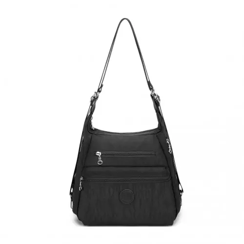 Alternative view of EH2063 - Kono Three Way Multipurpose Casual Shoulder Bag With Double Zippers - Black
