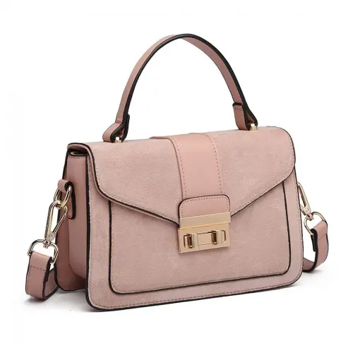 Alternative view of LB6872 - Miss Lulu Matte PU Leather Midi Handbag Cross Body Bag - Pink