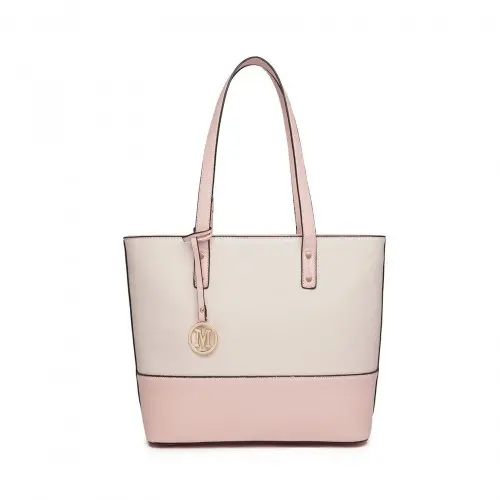 Alternative view of Miss Lulu Elegant 3-Piece Leather Look Tote Bag Set - Versatile & Chic for Every Occasion - Pink And Beige