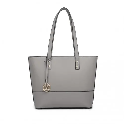 Alternative view of Miss Lulu Elegant 3-Piece Leather Look Tote Bag Set - Versatile & Chic for Every Occasion - Grey