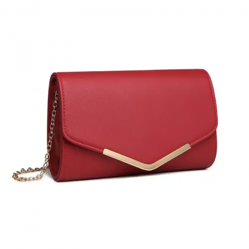 Miss Lulu Vegan Envelope Clutch Bag - Red