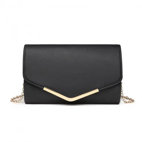 Alternative view of Miss Lulu Vegan Envelope Clutch Bag - Black