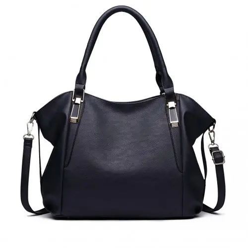Alternative view of Miss Lulu Soft Leather Elegant Simple Shoulder Bag - Navy