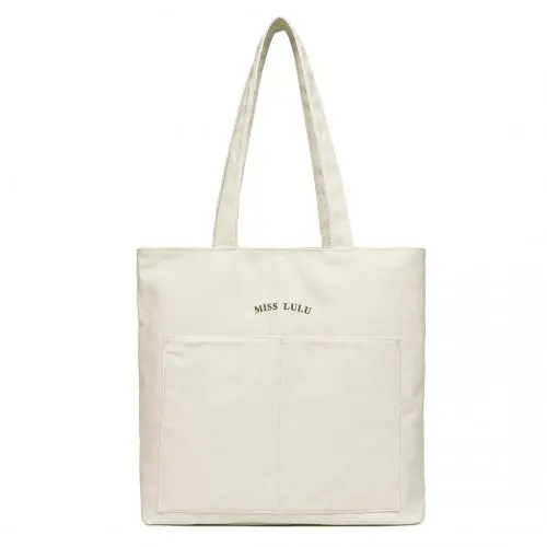 Alternative view of Miss Lulu Large Capacity Canvas Shopping Shoulder Bag - Beige