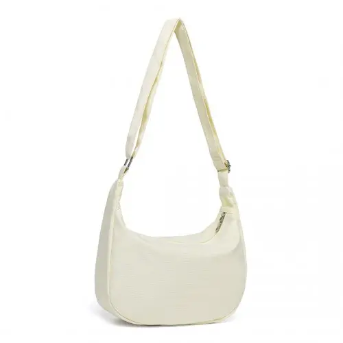 Water-resistant Portable Crescent Shoulder Cross Body Bag - Beige