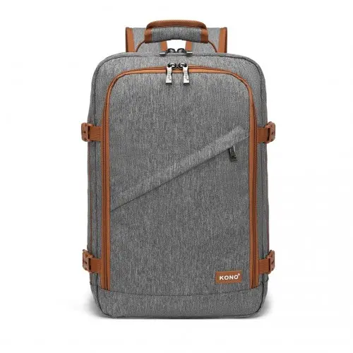 Alternative view of Kono Lightweight Cabin Bag Travel Business Backpack - Grey And Brown