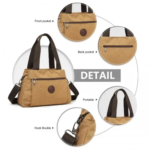 EH2045 - Kono Canvas Multi-Functional Cross Body Bag - Brown - Image 6