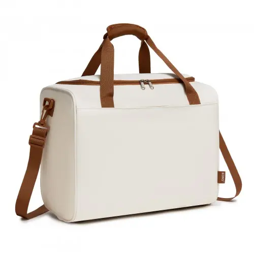 TVK2521 - Kono Compact and Lightweight 403020 Personal-Item Travel Bag - U-Zip Wide Opening And Trolley Sleeve - Cream