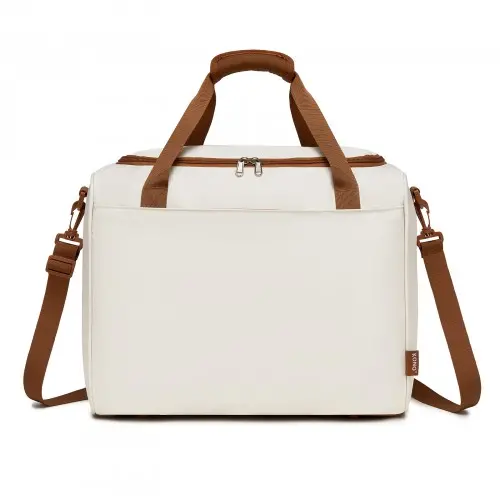Alternative view of TVK2521 - Kono Compact and Lightweight 403020 Personal-Item Travel Bag - U-Zip Wide Opening And Trolley Sleeve - Cream