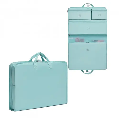 Alternative view of POK2523 - Kono 6-in-1 Hanging Travel Organiser Bag, Portable Foldable Packing Cubes Set with Trolley Sleeve - Blue