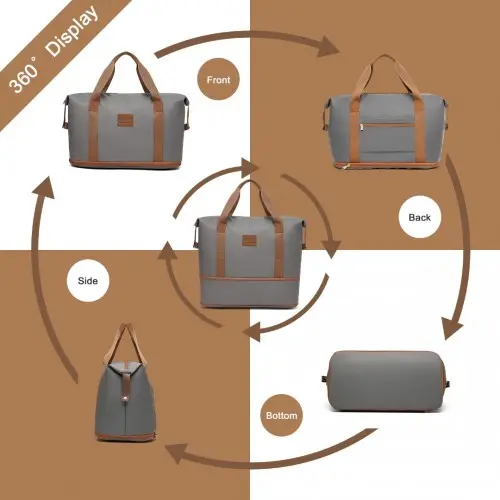 Alternative view of Kono ABS 4 Wheel Suitcase Set With Vanity Case And Weekend Bag And Toiletry Bag - Grey And Brown