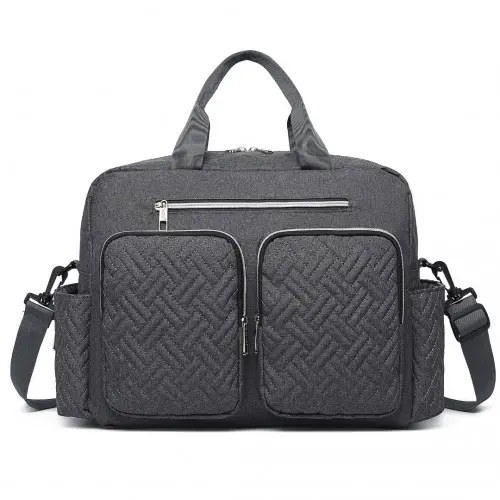 Alternative view of EQ2411 - Kono Versatile Diaper Changing Tote Bag with Built-In Changing Mat Thermal Insulation Waterproof Design - Dark Grey