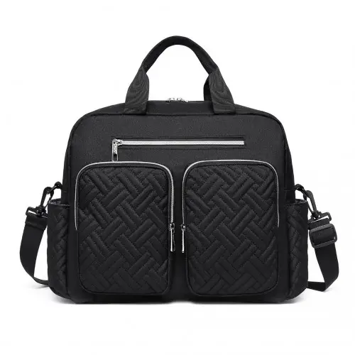 Alternative view of Kono Versatile Diaper Changing Tote Bag with Built-In Changing Mat Thermal Insulation Waterproof Design - Black