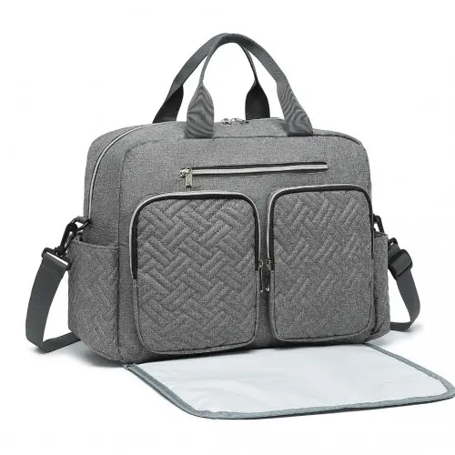 Kono Versatile Diaper Changing Tote Bag with Built-In Changing Mat Thermal Insulation Waterproof Design - Grey