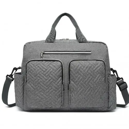 Alternative view of Kono Versatile Diaper Changing Tote Bag with Built-In Changing Mat Thermal Insulation Waterproof Design - Grey