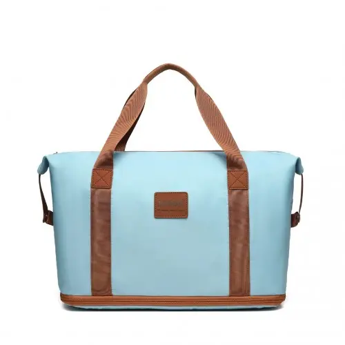 Alternative view of Kono Two Pieces Expandable Durable Waterproof Travel Duffel Bag Set - Grayish Blue And Brown