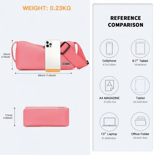 Miss Lulu Vintage Chic Lightweight Water-Resistant Crossbody Bag - Pink - Image 7