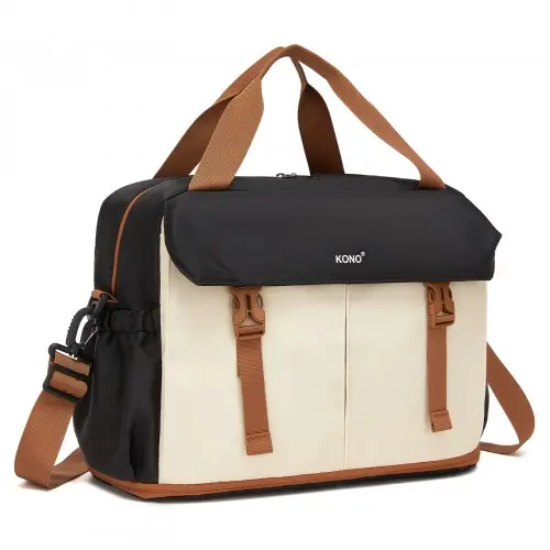 Kono Expandable Cabin Travel Bag 403020cm - Large Capacity, Water-Resistant, Multi-Compartment Weekend & Carry-On Tote - Black and Beige