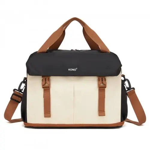 Alternative view of Kono Expandable Cabin Travel Bag 403020cm - Large Capacity, Water-Resistant, Multi-Compartment Weekend & Carry-On Tote - Black and Beige