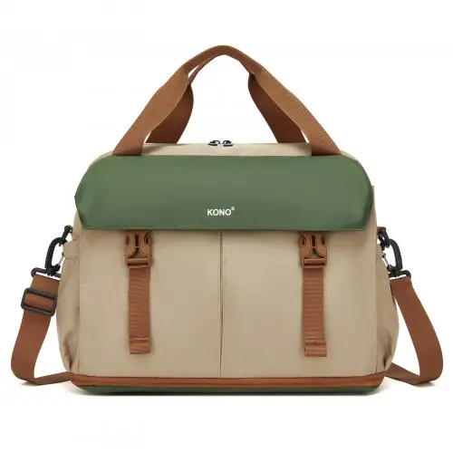 Alternative view of Kono Expandable Cabin Travel Bag 403020cm - Large Capacity, Water-Resistant, Multi-Compartment Weekend & Carry-On Tote - Khaki and Green