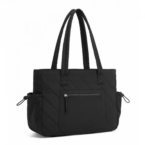 HBM2612 - Miss Lulu Minimalist Durable Shoulder Bag for Work, School & Travel with Laptop Sleeve and Multiple Pockets - Black