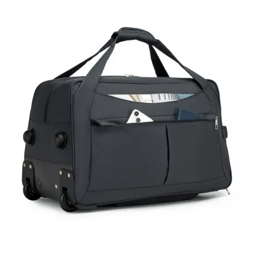 Alternative view of Kono Durable Folding Travel Trolley Bag with Enhanced Features and Multi Compartment - Grey