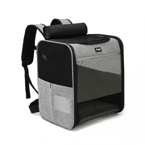 PTD2440 - Dogat Foldable And Durable Pet Backpack Carrier Travel Bag for Cats and Small Dogs - Grey