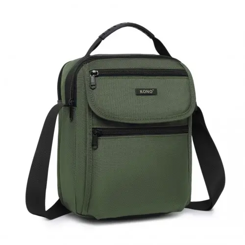 Kono Durable Men's Crossbody Shoulder Bag with Multiple Pockets - Messenger Bag for Travel, Work, and Daily Use - Green