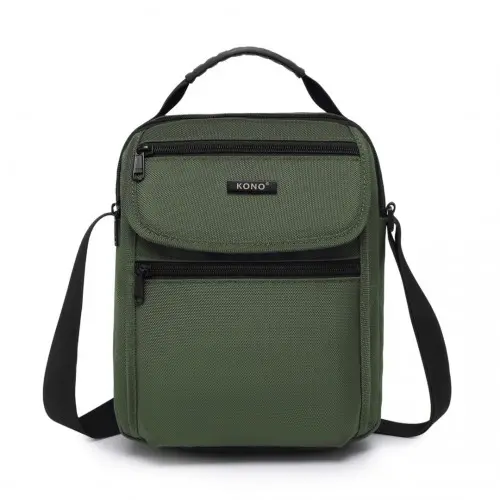 Alternative view of Kono Durable Men's Crossbody Shoulder Bag with Multiple Pockets - Messenger Bag for Travel, Work, and Daily Use - Green