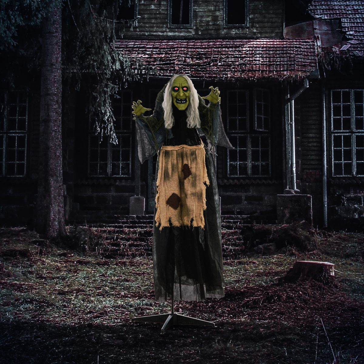 Alternative view of HOMCOM Halloween Witch Animatronic Prop with Sound Activated