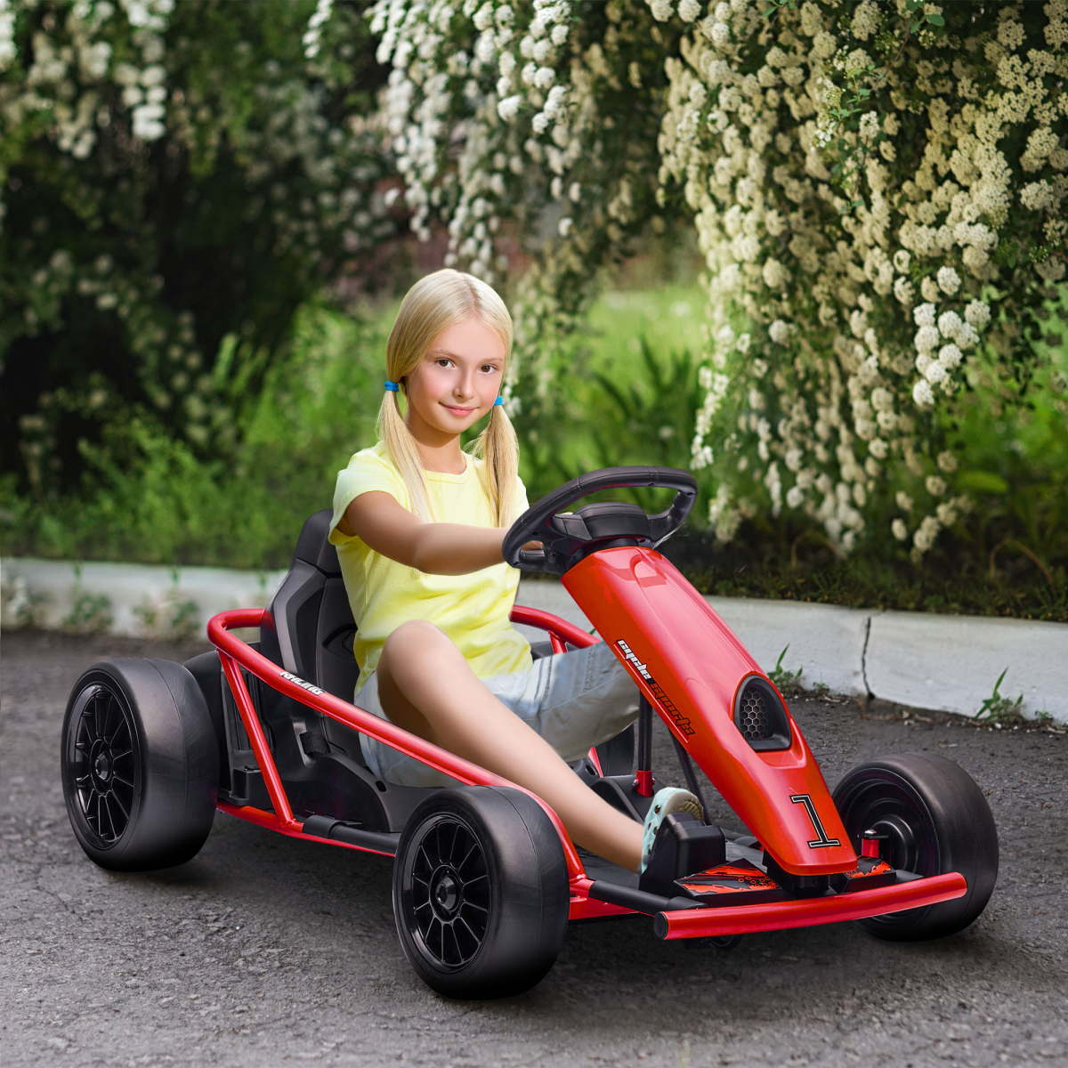 Alternative view of HOMCOM 24V Electric Go Kart for Kids with Music, Horn Honking, Slow Start