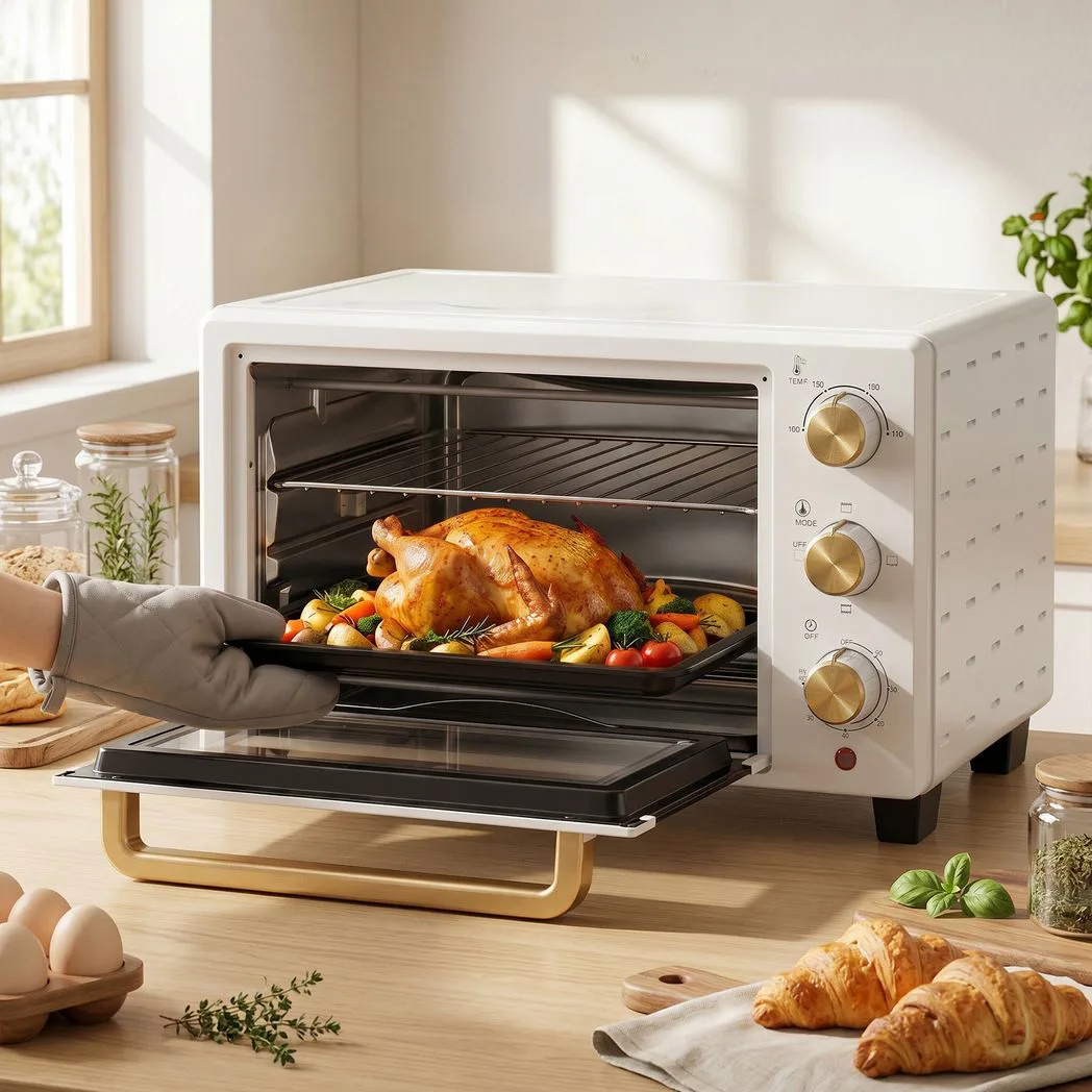 Alternative view of HOMCOM 21L Mini Countertop Oven, 100°C-230°C Adjustable Temperature, White