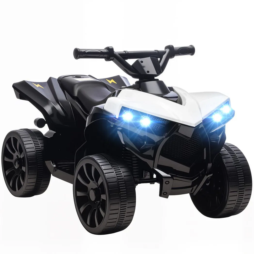 AIYAPLAY 6V Kids ATV, 4 Wheeler Electric Ride on Car with Music and LED Headlights, for Ages 18-56 Months Boys and Girls, White