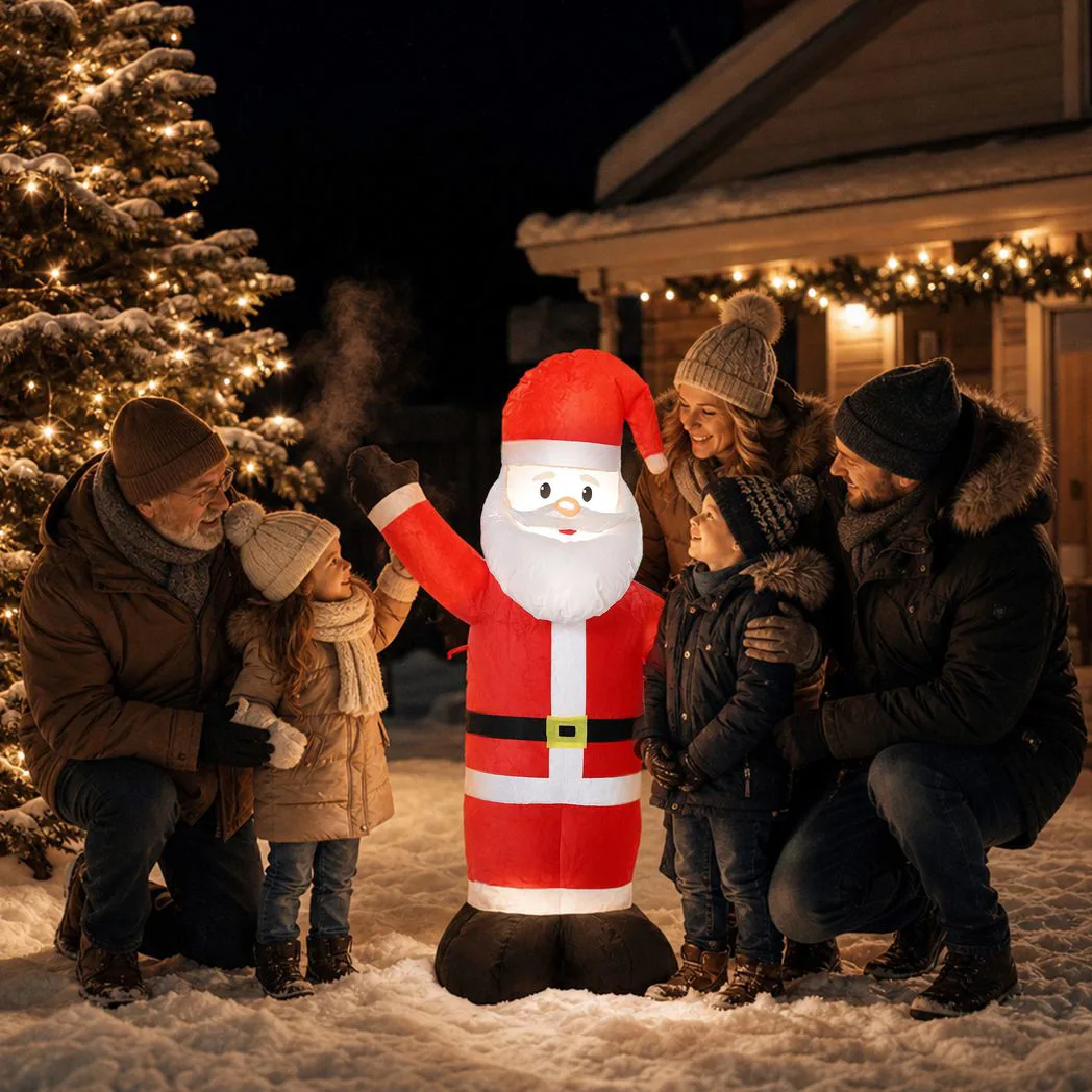 Alternative view of Outsunny 5ft Christmas Inflatable Velvet Look Santa Claus with Welcoming Gesture