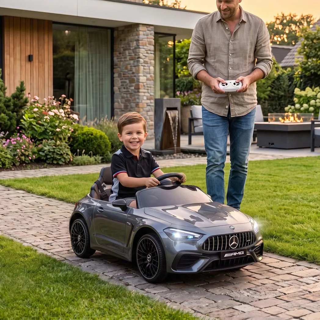 Alternative view of AIYAPLAY Licensed Mercedes AMG Kids Electric Car, 12V Ride On Car with Dual Motors, Remote Control for 3-6 Years, Grey