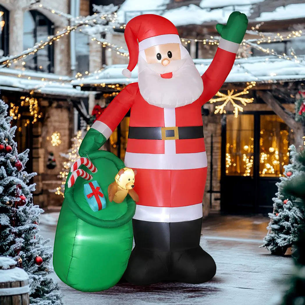 Alternative view of Outsunny 9ft/275 cm Christmas Inflatable Santa with Bear Sack, Giant Christmas Blow Up Decoration with Built-in LED Lights for Garden, Indoor Outdoor Home Decor